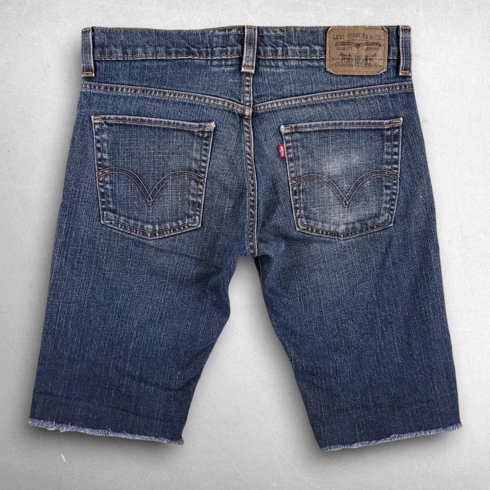 Levis 511 Skinny Denim Cutoff Shorts Men 33 Dark Blue Indie Grunge Skate Jorts